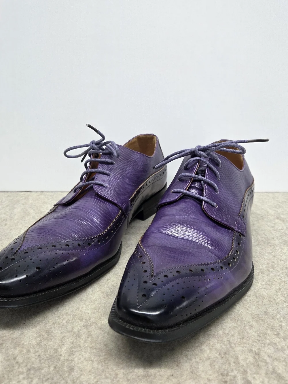 Antonio Cerelli Elite Oxford Men's 12 Purple Wingtip Cyber-Dandy Maximalist